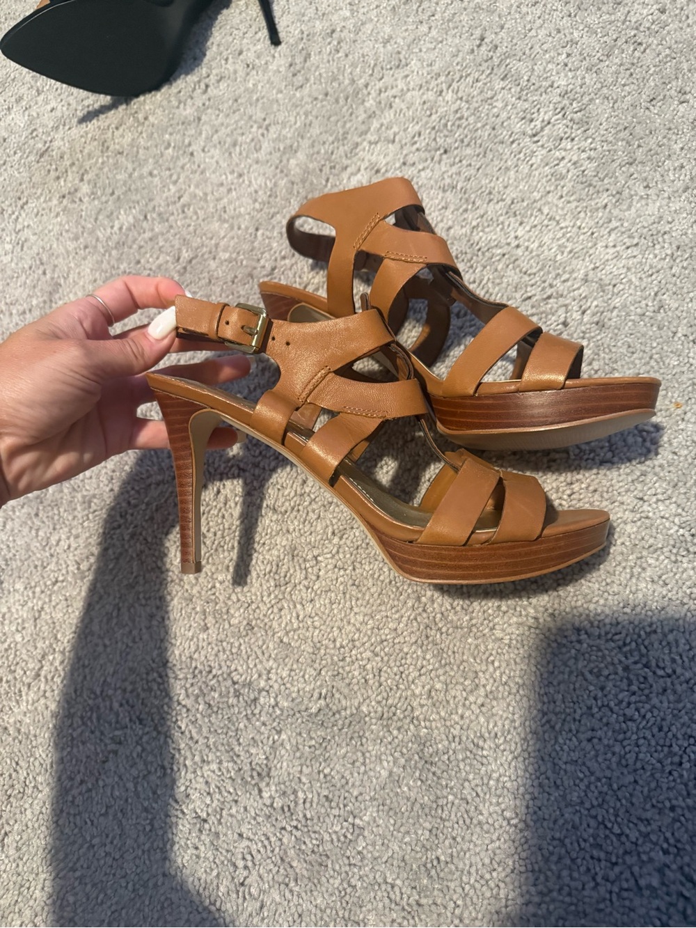 Marc Fisher Cognac Tan Strappy High Heel Sandals